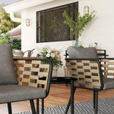 Outsunny 3 Pieces Rattan Bistro Set with Washable Seat and Back Cushions, Glass Top Coffee Table, for Outdoor, Patio, Black