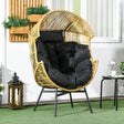 Outsunny String Rattan Egg Chair, with Padded Seat Cushion - Sand/Black
