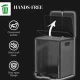 HOMCOM 40L Dual Compartment Stainless Steel Bin, with Deodoriser Holders - Black