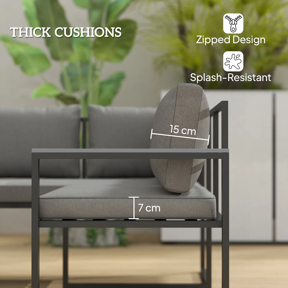 Outsunny Six Piece L Shaped Garden Furniture Set with 3 Loveseats - Grey