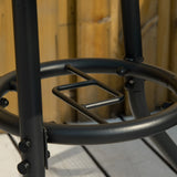 Outsunny Outdoor 80cm Round Dining Table Tempered Glass Top Steel Frame Bistro Coffee End Side Table Garden w/ Parasol Hole