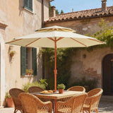 Outsunny 2.7 m Garden Parasol with Double Top Outdoor Market Table Umbrella with Crank System, Cream White