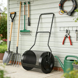 Outsunny Compost Spreader, 20" Peat Moss Spreader with Detachable U-Shaped Handle and Metal Mesh Basket