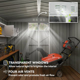 Outsunny 8 x 4 ft Metal Garden Shed, Garden Storage Shed with Window, 4 Vents and Lockable Door, Waterproof Galvanised Steel Tool Storage Shed, Light Grey