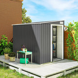 Outsunny 7 x 5ft Galvanised Metal Shed, with Sliding Door - Dark Grey