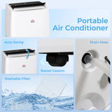 HOMCOM Portable Air Conditioner 14000 BTU, 4-in-1 Air Conditioning Unit, Dehumidifier, Cooling, Fan, Sleep Mode with 2 Speeds, Remote, LED Display, 24H Timer, Window Kit, Child Lock, 40m2, Cream