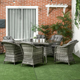 Outsunny Seven-Piece Rattan Dining Set - Grey