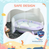 ZONEKIZ Foldable Baby Bathtub, with Non-Slip Support Legs, Cushion Pad, Shower Holder - Purple