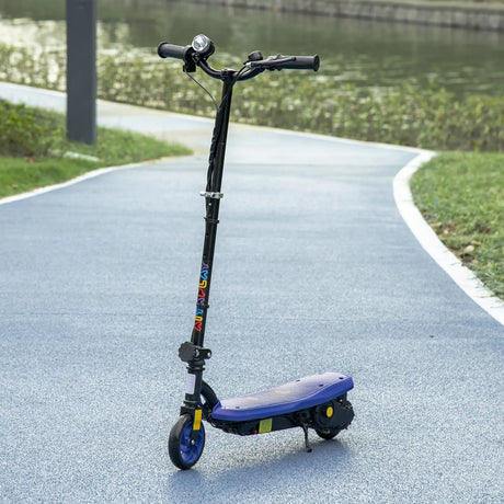 HOMCOM Foldable Electric Scooter, with LED Headlights, for Ages 7-14 Years, Blue