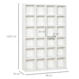 HOMCOM CD Storage Unit with Adjustable Shelves, 89 x 130.5 cm, White