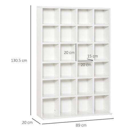HOMCOM CD Storage Unit with Adjustable Shelves, 89 x 130.5 cm, White