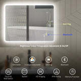 HOMCOM 80 x 60cm LED Bathroom Mirror, with Bluetooth - Silver Tone