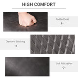 HOMCOM Retro Dining Chair Set of 2, PU Leather Upholstered Side Chairs for Kitchen Living Room with Metal Legs, Grey