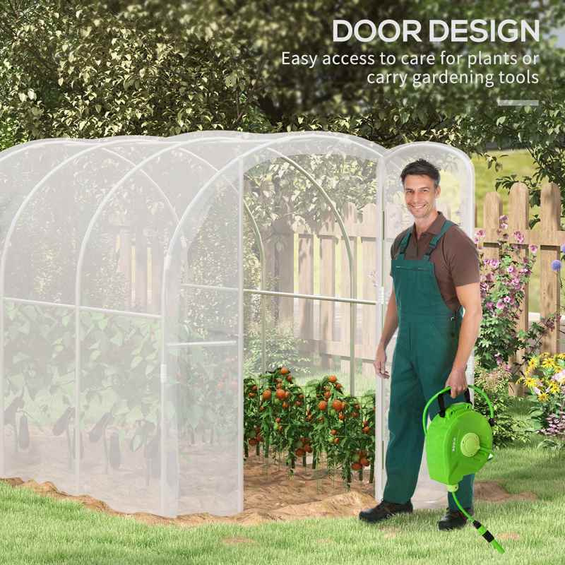 Outsunny Polytunnel Greenhouse Walk-in Grow House with PE Cover, Door and Galvanised Steel Frame, 3 x 2 x 2m, Clear