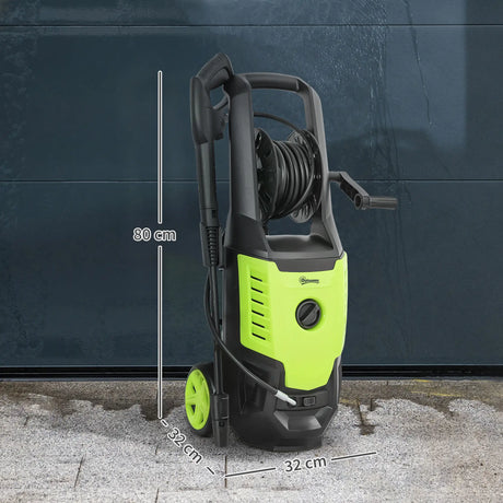 Outsunny 2200W High Pressure Washer, 170 Bar Pressure, 420 L/h Flow, Portable Electric Power Washer Jet Wash Cleaner with Adjustable Nozzle 6M Hose and Hose Reel for Home Patio Car Driveway