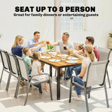 Outsunny Garden Dining Table for 6-8 Person, 180 x 86 cm Rectangular Outdoor Dining Table with Wood Slatted Top, Teak