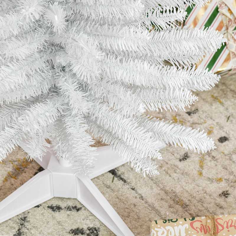 HOMCOM 5ft Unlit Artificial Christmas Tree, Pencil Slim Xmas Tree with Solid Stand and Realistic Branches, White