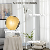 HOMCOM 3-Light Upright Floor Lamps for Living Room, Modern Standing Lamp for Bedroom with Steel Base, Bulb not Included, Silver