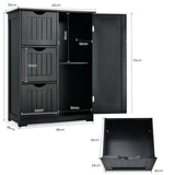 Bathroom Floor Cabinet Side Storage Cabinet with 3 Drawers and 1 Cupboard-Black