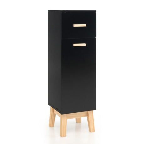 Waterproof Bathroom Cabinet with Adjustable Shelves and Sliding Drawer-Black