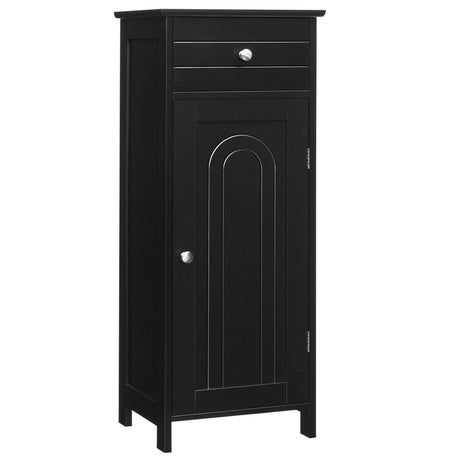Floor Cabinet with Practical Drawer and 3-level Adjustable Shelves for Living Room/Bedroom-Black
