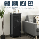 Floor Cabinet with Practical Drawer and 3-level Adjustable Shelves for Living Room/Bedroom-Black