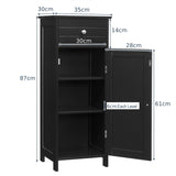 Floor Cabinet with Practical Drawer and 3-level Adjustable Shelves for Living Room/Bedroom-Black