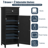 Floor Cabinet with Practical Drawer and 3-level Adjustable Shelves for Living Room/Bedroom-Black