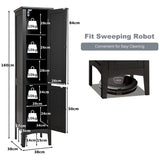 2-Door 160cm High Freestanding Bathroom Cabinet with 5-Tier Shelves-Black