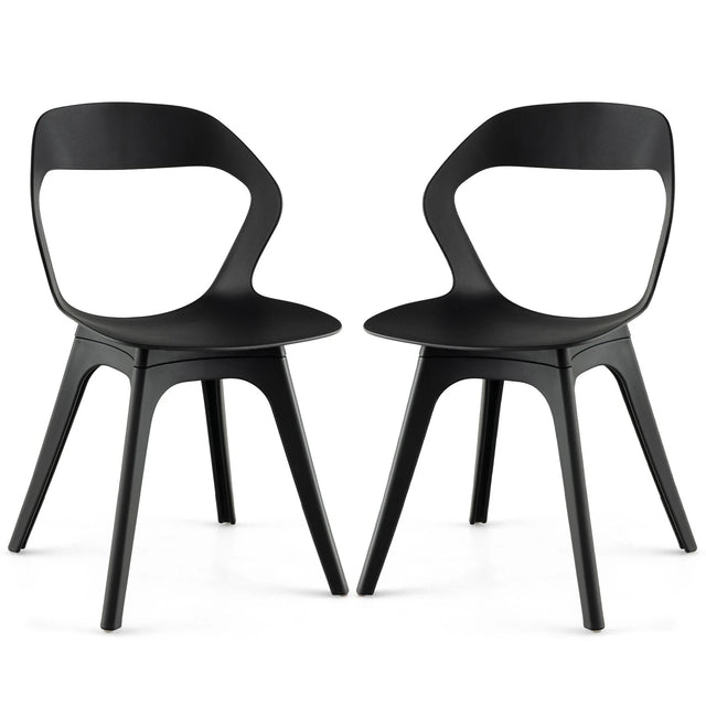 2 Pieces Modern Kitchen Dining Chair Set-Black