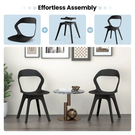 2 Pieces Modern Kitchen Dining Chair Set-Black