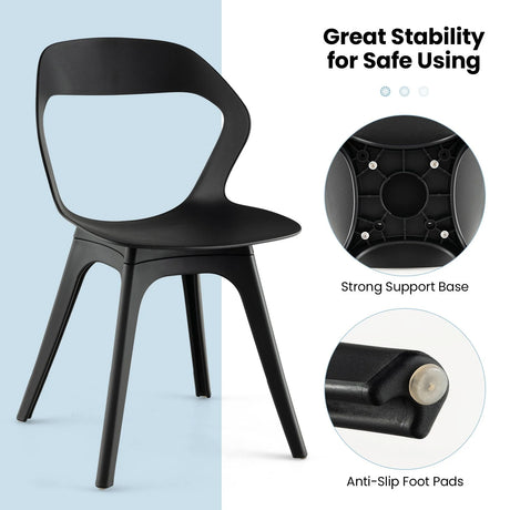 2 Pieces Modern Kitchen Dining Chair Set-Black
