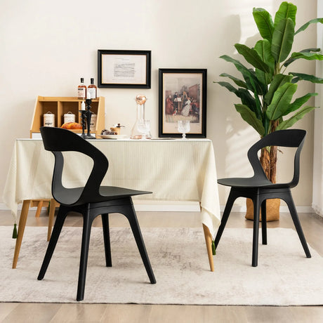 2 Pieces Modern Kitchen Dining Chair Set-Black