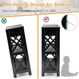Console Table 3-Tier with Drawer and Storage Shelves-Black