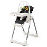4-in-1 Foldable Baby High Chair with 7 Adjustable Heights and 4 Reclining Angles-Black