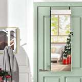 Wall Mounted Full Screen Mirror Jewelry Cabinet Armoire wirth 6 LEDs-Black