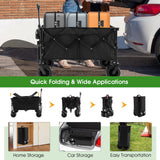 Folding Wagon Utility Cart with Adjustable Handle for Garden, Shopping