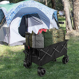 Folding Wagon Utility Cart with Adjustable Handle for Garden, Shopping