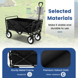 eavy Duty Camping Garden Cart with Adjustable Handle and Drink Holders-Black