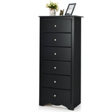 6 Drawer Chest with Mental Knobs for Living Room-Black