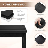 Solid Wood PU Leather Padded Piano Bench Keyboard Seat-Black