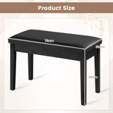 Solid Wood PU Leather Padded Piano Bench Keyboard Seat-Black
