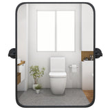 30 x 22 Inch Black Metal Framed Pivot Rectangle Wall-Mounted Mirror