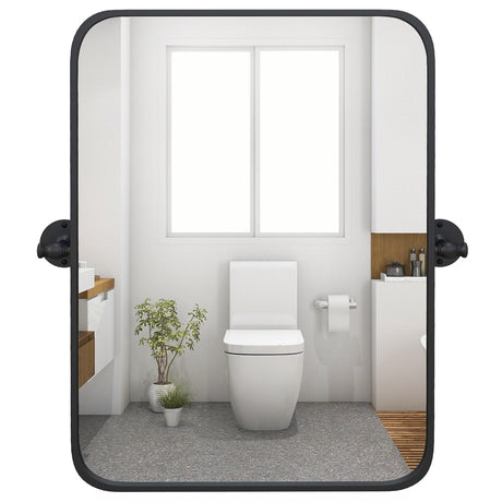 30 x 22 Inch Black Metal Framed Pivot Rectangle Wall-Mounted Mirror