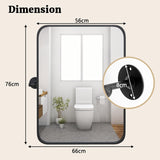 30 x 22 Inch Black Metal Framed Pivot Rectangle Wall-Mounted Mirror
