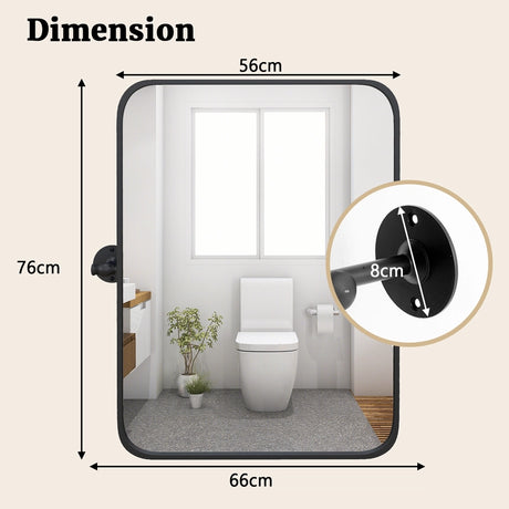 30 x 22 Inch Black Metal Framed Pivot Rectangle Wall-Mounted Mirror