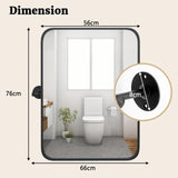 30 x 22 Inch Black Metal Framed Pivot Rectangle Wall-Mounted Mirror