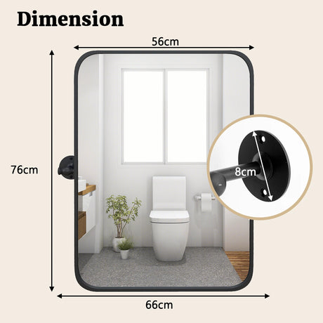 30 x 22 Inch Black Metal Framed Pivot Rectangle Wall-Mounted Mirror