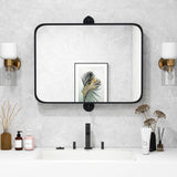 30 x 22 Inch Black Metal Framed Pivot Rectangle Wall-Mounted Mirror