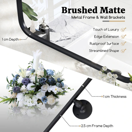 30 x 22 Inch Black Metal Framed Pivot Rectangle Wall-Mounted Mirror